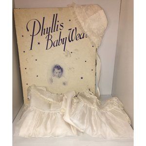 Phyllis BabyWear Girls 1950 Christening Gown Set of 4 Box Baptism Religious